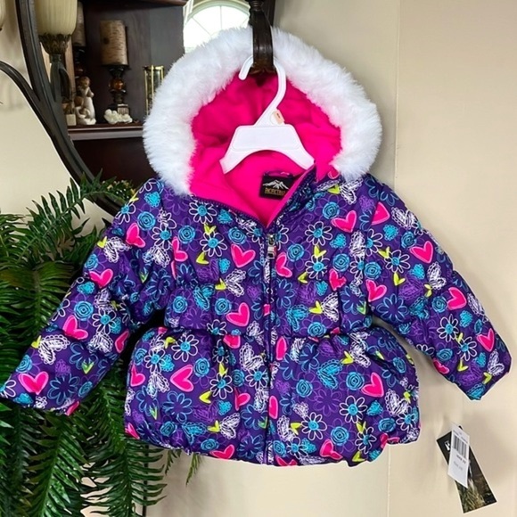 Brand New Pacific Trail Purple Graffiti Hooded Puffer Zip Up Coat Winter Jacket - Picture 16 of 16